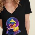 Humor Rubber Duck Reading Book Women's Jersey Short Sleeve Deep V-Neck Tshirt