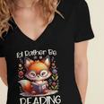 I'd Rather Be Reading Cute Fox Book Lover Reader Bookworm Women's Jersey Short Sleeve Deep V-Neck Tshirt