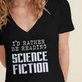 I'd Rather Be Reading Science Fiction Sci Fi Book Reader Women's Jersey Short Sleeve Deep V-Neck Tshirt