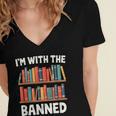 I'm With The Banned Librarian Banned Book Lover Reader Women's Jersey Short Sleeve Deep V-Neck Tshirt