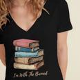 I'm With The Banned Read Banned Books Bookworm Men Women Women's Jersey Short Sleeve Deep V-Neck Tshirt I'm With The Banned Read Banned Books Bookworm Men Women Women's Jersey Short Sleeve Deep V-Neck Tshirt