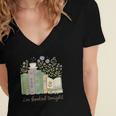 I'm Booked Tonight Cozy Floral Book Lover Graphic Women's Jersey Short Sleeve Deep V-Neck Tshirt I'm Booked Tonight Cozy Floral Book Lover Graphic Women's Jersey Short Sleeve Deep V-Neck Tshirt