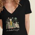 I'm Booked Tonight Floral Books Cozy Reading Graphic Women's Jersey Short Sleeve Deep V-Neck Tshirt