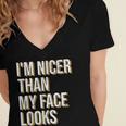 I'm Nicer Than My Face Looks Introverted Introverts Women's Jersey Short Sleeve Deep V-Neck Tshirt