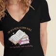 I'm In A Really Good Place In My Book Not Mentally Women's Jersey Short Sleeve Deep V-Neck Tshirt