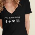 I'm A Simple Woman Jesus Coffee Dog Book Lover Christian Women's Jersey Short Sleeve Deep V-Neck Tshirt