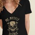 Introvert Relaxation Me Myself And Silence Skull Mechanic Women's Jersey Short Sleeve Deep V-Neck Tshirt