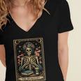 The Introvert Skeleton Tarot Card Coffee Book Lover Women's Jersey Short Sleeve Deep V-Neck Tshirt
