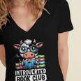 Introverted Book Club Reading Lover Cow Women's Jersey Short Sleeve Deep V-Neck Tshirt Introverted Book Club Reading Lover Cow Women's Jersey Short Sleeve Deep V-Neck Tshirt