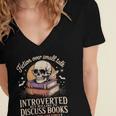 Introverted But Willing To Discuss Books Cozy Aesthetic Women's Jersey Short Sleeve Deep V-Neck Tshirt