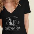 Introverted Willing To Discuss Cats And Books Women's Jersey Short Sleeve Deep V-Neck Tshirt Introverted Willing To Discuss Cats And Books Women's Jersey Short Sleeve Deep V-Neck Tshirt