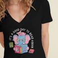Its A Good Day To Read A Book Cute Elephant And Pig Edition Women's Jersey Short Sleeve Deep V-Neck Tshirt