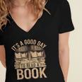 It’s a Good Day To Read a Book Lovers Library Reading Women's Jersey Short Sleeve Deep V-Neck Tshirt
