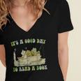 It's A Good Day To Read A Book Shirt Frog Reading Book Women's Jersey Short Sleeve Deep V-Neck Tshirt It's A Good Day To Read A Book Shirt Frog Reading Book Women's Jersey Short Sleeve Deep V-Neck Tshirt