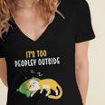 It's Too Peopley Outside Introvert And Cat Lover Women's Jersey Short Sleeve Deep V-Neck Tshirt