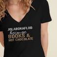 Jolabokaflod Because Books And Hot Chocolate Women's Jersey Short Sleeve Deep V-Neck Tshirt Jolabokaflod Because Books And Hot Chocolate Women's Jersey Short Sleeve Deep V-Neck Tshirt
