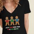 Just Booked For The Holidays Gingerbread Women's Jersey Short Sleeve Deep V-Neck Tshirt Just Booked For The Holidays Gingerbread Women's Jersey Short Sleeve Deep V-Neck Tshirt