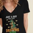 Just a Boy Who Loves Dragons And Books Reading Dragon Women's Jersey Short Sleeve Deep V-Neck Tshirt Just a Boy Who Loves Dragons And Books Reading Dragon Women's Jersey Short Sleeve Deep V-Neck Tshirt