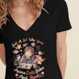 Just Girl Who Loves Anime Cats Boba And Books Bubble Tea Women's Jersey Short Sleeve Deep V-Neck Tshirt Just Girl Who Loves Anime Cats Boba And Books Bubble Tea Women's Jersey Short Sleeve Deep V-Neck Tshirt