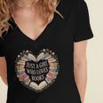 Just a Girl Who Loves Books Book Lover Librarian For Women Women's Jersey Short Sleeve Deep V-Neck Tshirt