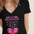 Just A Girl Who Loves Books Butterflies Reading Women's Jersey Short Sleeve Deep V-Neck Tshirt Just A Girl Who Loves Books Butterflies Reading Women's Jersey Short Sleeve Deep V-Neck Tshirt