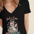 Just a Girl Who Loves Books And Dragons Book Dragon Lover Women's Jersey Short Sleeve Deep V-Neck Tshirt