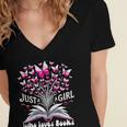 Just a Girl Who Loves Books Reading Book Butterfly Bookworm Women's Jersey Short Sleeve Deep V-Neck Tshirt Just a Girl Who Loves Books Reading Book Butterfly Bookworm Women's Jersey Short Sleeve Deep V-Neck Tshirt