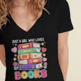 Just A Girl Who Loves Books Reading Library Women's Jersey Short Sleeve Deep V-Neck Tshirt Just A Girl Who Loves Books Reading Library Women's Jersey Short Sleeve Deep V-Neck Tshirt