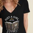 Just A Girl Who Loves Books Witchcraft Spell Book Halloween Women's Jersey Short Sleeve Deep V-Neck Tshirt Just A Girl Who Loves Books Witchcraft Spell Book Halloween Women's Jersey Short Sleeve Deep V-Neck Tshirt