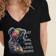 Just a Girl Who Loves Books Women's Jersey Short Sleeve Deep V-Neck Tshirt