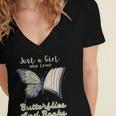 Just a Girl Who Loves Butterflies And Books Butterfly Women's Jersey Short Sleeve Deep V-Neck Tshirt Just a Girl Who Loves Butterflies And Books Butterfly Women's Jersey Short Sleeve Deep V-Neck Tshirt