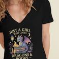 Just a Girl Who Loves Cute Dragons And Books Women's Jersey Short Sleeve Deep V-Neck Tshirt Just a Girl Who Loves Cute Dragons And Books Women's Jersey Short Sleeve Deep V-Neck Tshirt