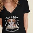 Just a Girl Who Loves Dogs And Books Cute Dog Women's Jersey Short Sleeve Deep V-Neck Tshirt Just a Girl Who Loves Dogs And Books Cute Dog Women's Jersey Short Sleeve Deep V-Neck Tshirt
