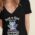 Just a Girl Who Loves Dragons And Books Dragon For Kids Women's Jersey Short Sleeve Deep V-Neck Tshirt Just a Girl Who Loves Dragons And Books Dragon For Kids Women's Jersey Short Sleeve Deep V-Neck Tshirt