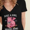 Just A Girl Who Loves Dragons And Books Dragon Reading Lover Women's Jersey Short Sleeve Deep V-Neck Tshirt Just A Girl Who Loves Dragons And Books Dragon Reading Lover Women's Jersey Short Sleeve Deep V-Neck Tshirt