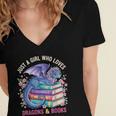 Just a Girl Who Loves Dragons And Books Dragon Reading Women's Jersey Short Sleeve Deep V-Neck Tshirt Just a Girl Who Loves Dragons And Books Dragon Reading Women's Jersey Short Sleeve Deep V-Neck Tshirt