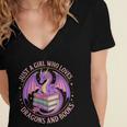 Just A Girl Who Loves Dragons And Books Fantasy Dragon Women's Jersey Short Sleeve Deep V-Neck Tshirt Just A Girl Who Loves Dragons And Books Fantasy Dragon Women's Jersey Short Sleeve Deep V-Neck Tshirt