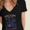 Just a Girl Who Loves Dragons And Books Fantasy Women's Jersey Short Sleeve Deep V-Neck Tshirt