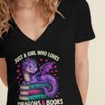 Just a Girl Who Loves Dragons And Books Reading Women's Jersey Short Sleeve Deep V-Neck Tshirt