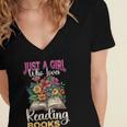 Just A Girl Who Loves Reading Books Women's Jersey Short Sleeve Deep V-Neck Tshirt