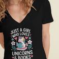 Just a Girl Who Loves Unicorns And Books Women's Jersey Short Sleeve Deep V-Neck Tshirt Just a Girl Who Loves Unicorns And Books Women's Jersey Short Sleeve Deep V-Neck Tshirt