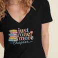 Just One More Chapter Floral Book Reading Teacher Bookworm Women's Jersey Short Sleeve Deep V-Neck Tshirt