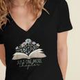 Just One More Chapter Floral Book Wildflower Aesthetic Art Women's Jersey Short Sleeve Deep V-Neck Tshirt