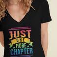 JUST ONE MORE CHAPTER Fun Reading Book Lover Women's Jersey Short Sleeve Deep V-Neck Tshirt