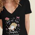 Just One More Chapter I Read Past My Bedtime Cat Book Lover Women's Jersey Short Sleeve Deep V-Neck Tshirt