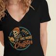 Just One More Chapter Skeleton Reading Book Scaft Beanie Women's Jersey Short Sleeve Deep V-Neck Tshirt