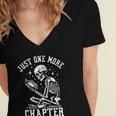Just One More Chapter Skeleton Reading Book Women's Jersey Short Sleeve Deep V-Neck Tshirt Just One More Chapter Skeleton Reading Book Women's Jersey Short Sleeve Deep V-Neck Tshirt