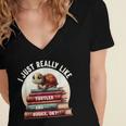 I Just Really Like Turtles And Books OK Turtle Reading Women's Jersey Short Sleeve Deep V-Neck Tshirt