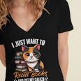 Kawaii Feline Book Reading Read Books Pet My Calico Cat Men Women Women's Jersey Short Sleeve Deep V-Neck Tshirt Kawaii Feline Book Reading Read Books Pet My Calico Cat Men Women Women's Jersey Short Sleeve Deep V-Neck Tshirt