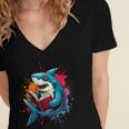 Kawaii Shark Reads Book Reading Library Book Bookworm Women's Jersey Short Sleeve Deep V-Neck Tshirt Kawaii Shark Reads Book Reading Library Book Bookworm Women's Jersey Short Sleeve Deep V-Neck Tshirt
